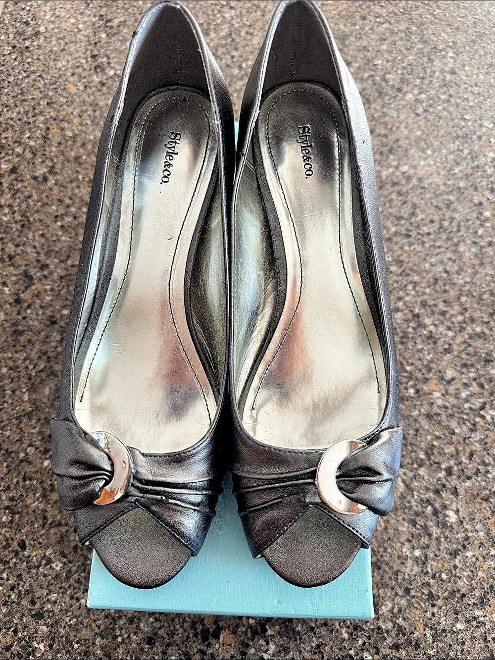 Style&Co. Bow Open-Toe Heels in Black US 9.5M